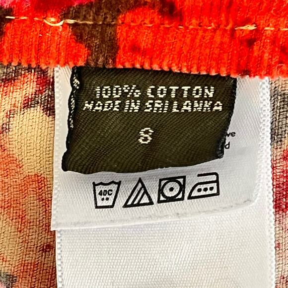 Vintage Size 8/M S? Eddie Bauer Corduroy Womens Skirt Floral Orange - Picture 7 of 7
